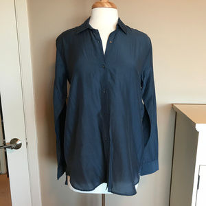 NWT GAP teal blue silk/cotton blend shirt